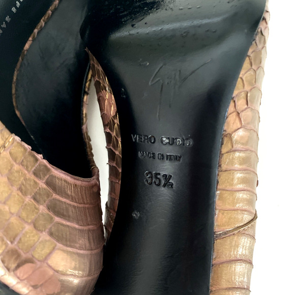 Giuseppe Zanotti Embossed Snakeskin Pump Python Bronze Round Toe Slim Heel 35.5 - Picture 13 of 13